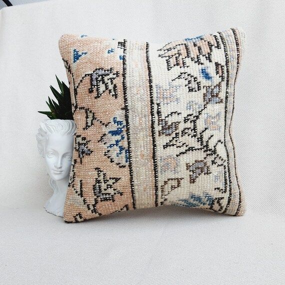 Turkish Pillow, Antique Rug Pillow, Throw Rug Pillow, Square Rug Pillow, Sofa Throw Pillow Vintag... | Etsy (US)