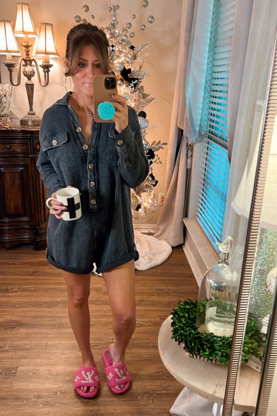 Free People romper back on stock in charcoal and in a new blue color.  So comfy!  Wearing XS.  

#LTKGiftGuide #LTKHoliday #LTKover40