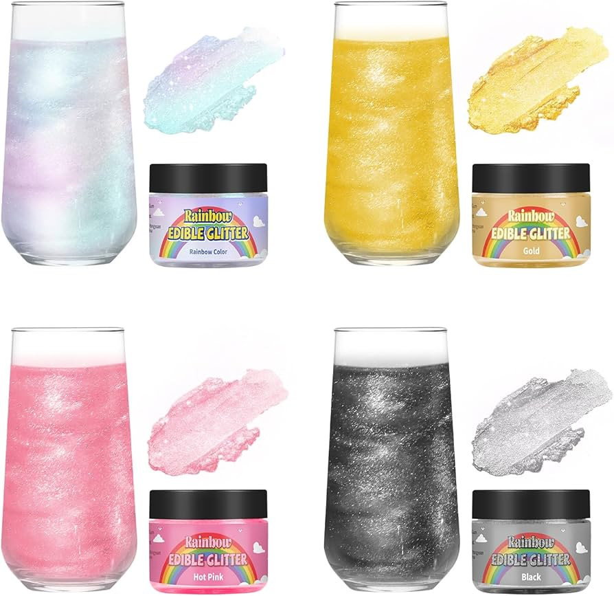Edible Glitter for Cocktails, Rainbow Easter Luster Dust Edible for Drinks, Food Grade Shimmer Du... | Amazon (US)