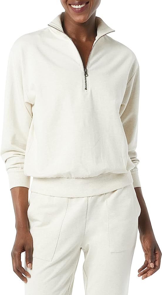 Amazon.com: Amazon Brand - Daily Ritual Women's Terry Cotton & Modal Oversized-Fit Quarter-Zip Sw... | Amazon (US)