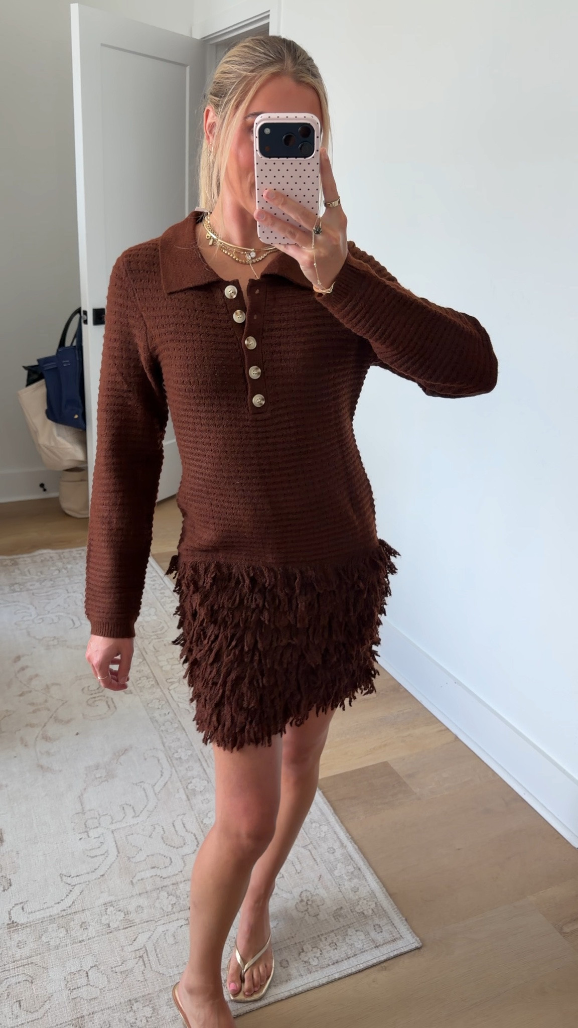 Amazon size small Wenrine Womens Fringe Sweater Dress Button Collared Fall Knit Pullover
Long Sleeve,Crochet,High Waist,Half Button,Tassel,Short,Casual,Fall Winter,Mini,Party,Soft Knit,2026 Fall Fashion