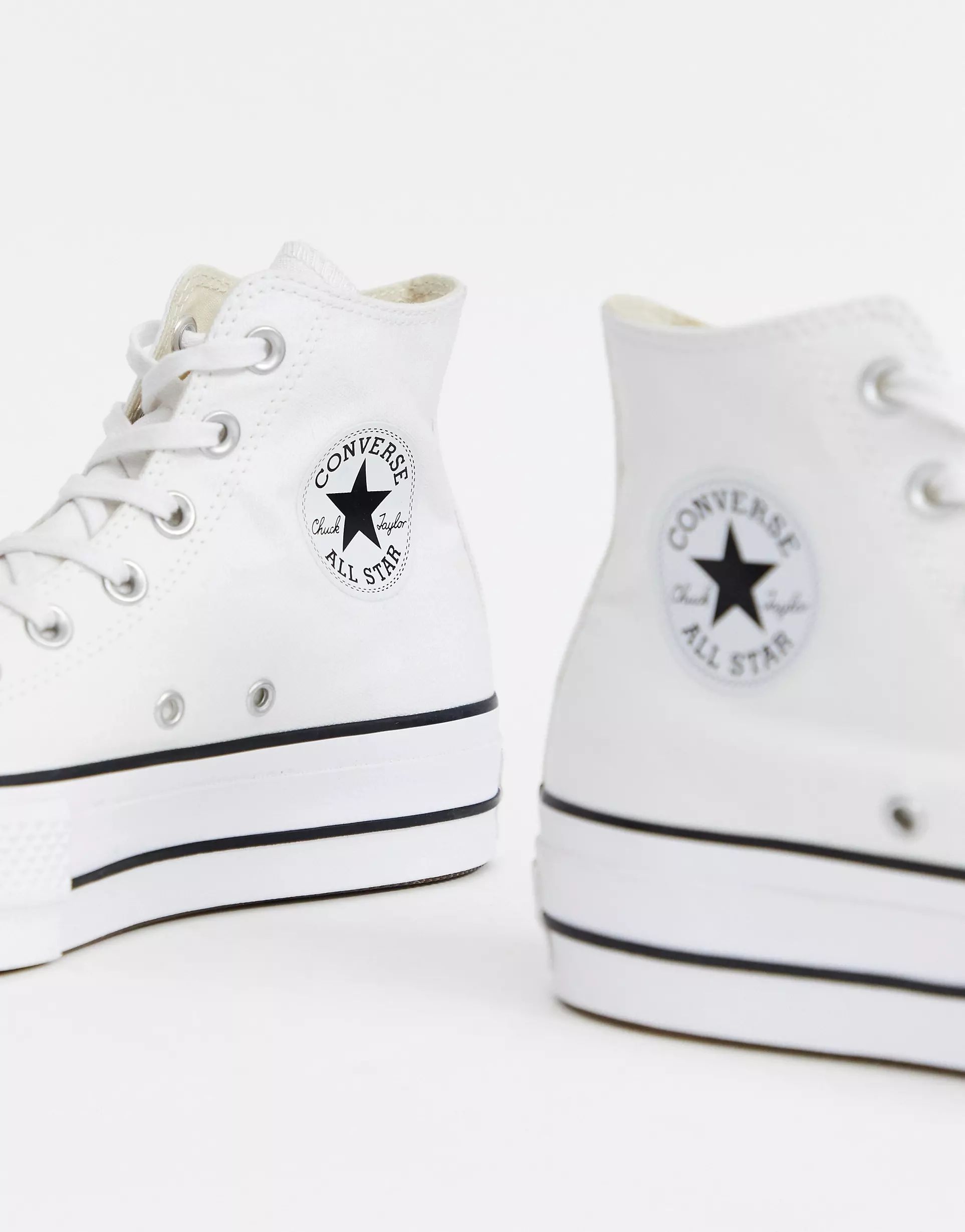 Converse Chuck Taylor All Star Hi Lift canvas platform sneakers in white | ASOS (Global)