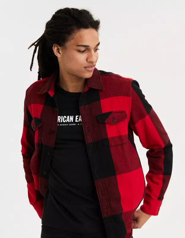 AE Seriously Soft Heavyweight Flannel Shirt | American Eagle Outfitters (US & CA)