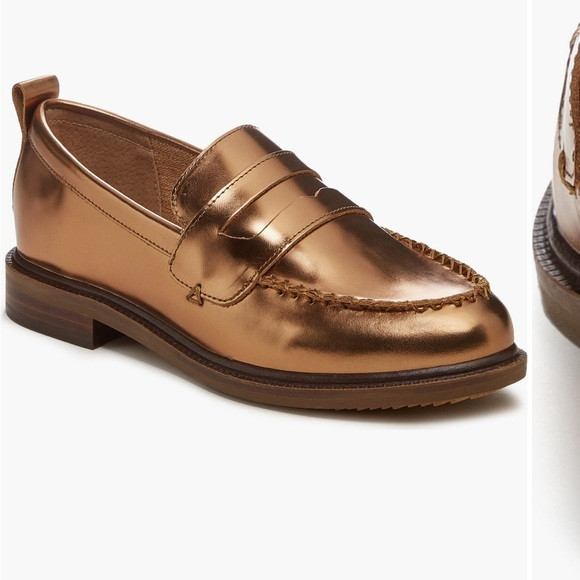 Kelsi Dagger Brooklyn Lens Cognac Gold Penny Loafers NEW IN BOX Size 7.5 | Poshmark