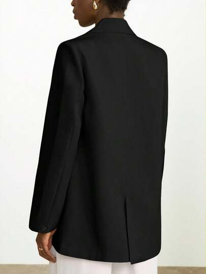 Aveloria Modichic Women's Business Style Solid Color Double-Breasted Blazer Jacket For Commuting,... | SHEIN