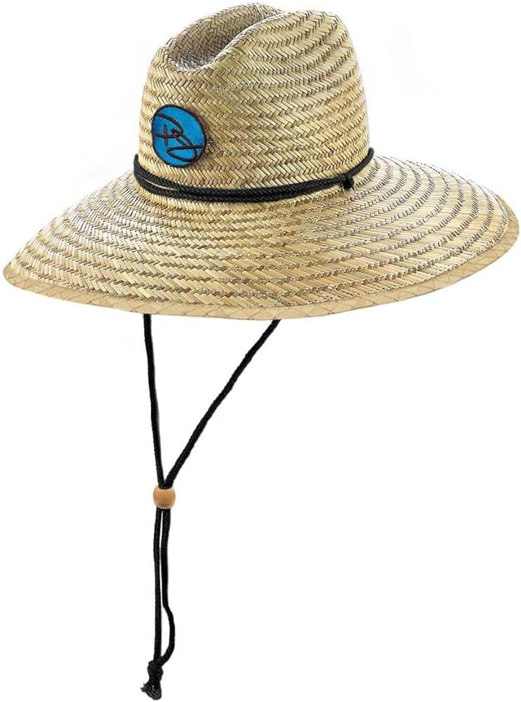 Rush Straw Lifeguard Sun Hat, 4" Bound Big Brim, Chin Cord and Toggle with Logo Patch | Amazon (US)
