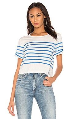 Kule The Crop Tee in White & Blue from Revolve.com | Revolve Clothing (Global)