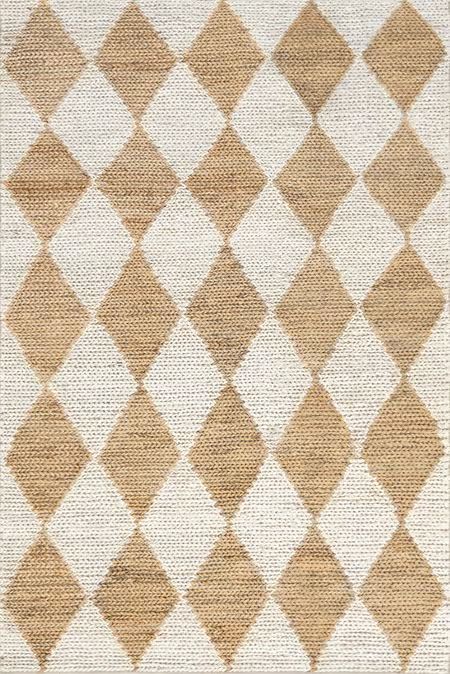 Ivory Deja Diamond Jute Trellis  Area Rug | Rugs USA
