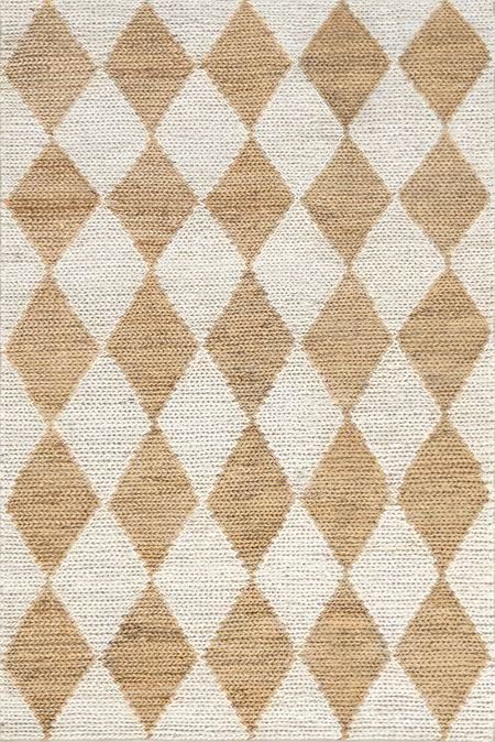 Ivory Deja Diamond Jute Trellis Area Rug | Rugs USA