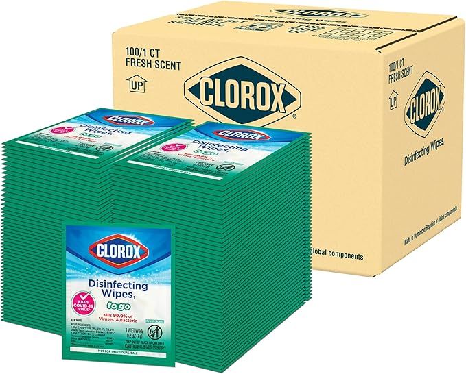 Clorox Disinfecting Wipes to Go, Bleach Free Cleaning Wipes, Household Essentials, Fresh Scent, I... | Amazon (US)