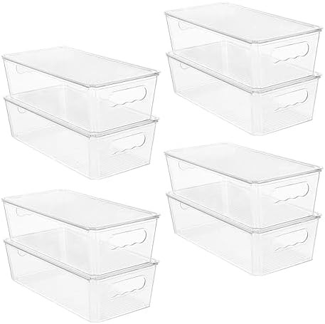 Vtopmart 8pcs Clear Organizers and Storage Bins with Lids, Stackable Plastic Storage Containers w... | Amazon (US)