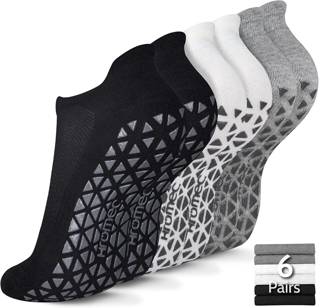 Non Slip Yoga Socks with Grips for Pilates, Ballet, Barre, Barefoot, Hospital Anti Skid Socks for... | Amazon (US)