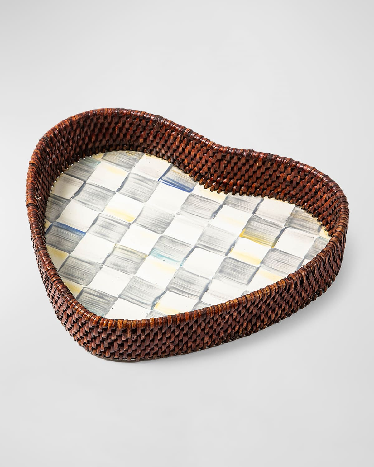 Sterling Check Rattan Heart Tray | Neiman Marcus