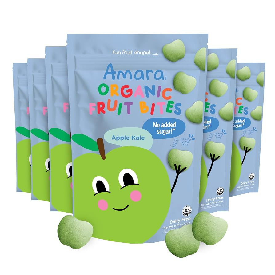 Amara Organic Fruit Bites Apple Kale - No Artificial Colors/Dyes, Added Sugar, Dairy-Free Fruit S... | Amazon (US)
