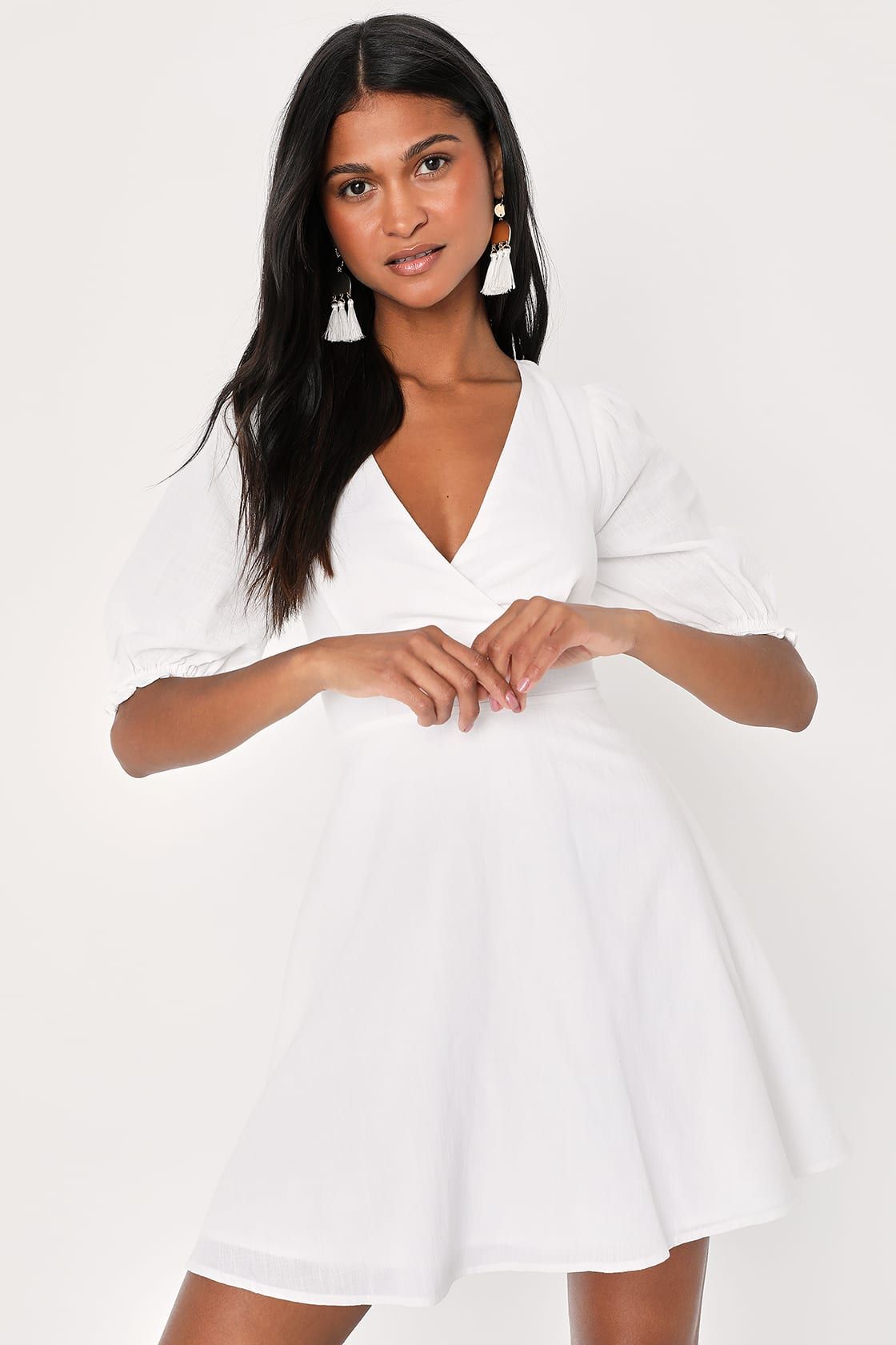 Dreaming of Paris White Puff Sleeve Mini Dress With Pockets | Lulus (US)