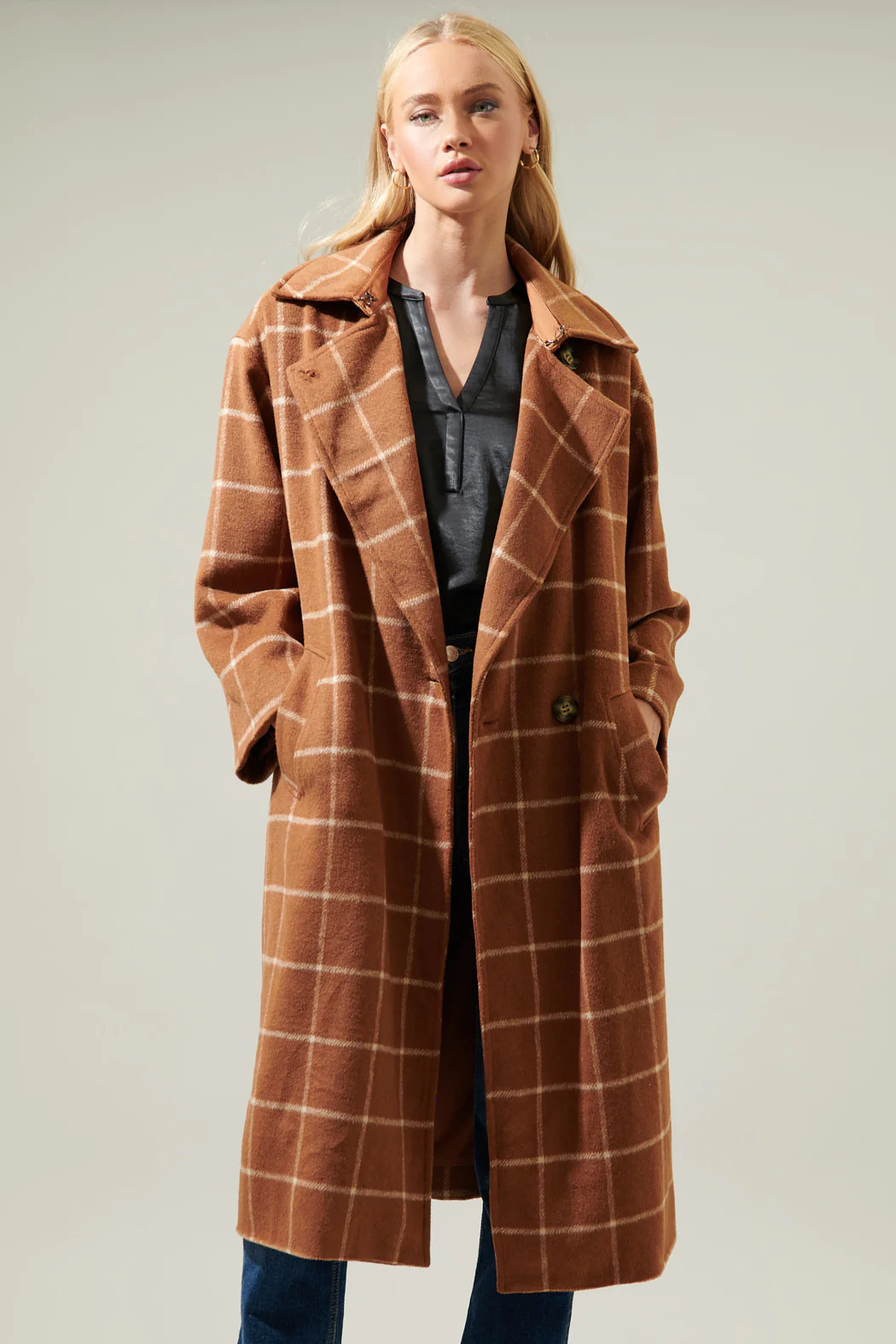 Leawood Plaid Long Coat | Sugarlips