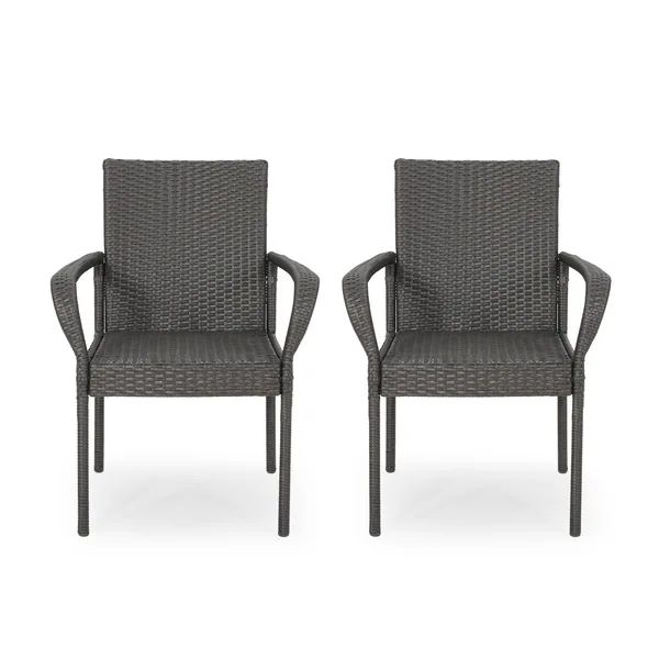 Trombone Outdoor Contemporary Wicker Dining Chair (Set of 2) by Christopher Knight Home - Gray | Bed Bath & Beyond