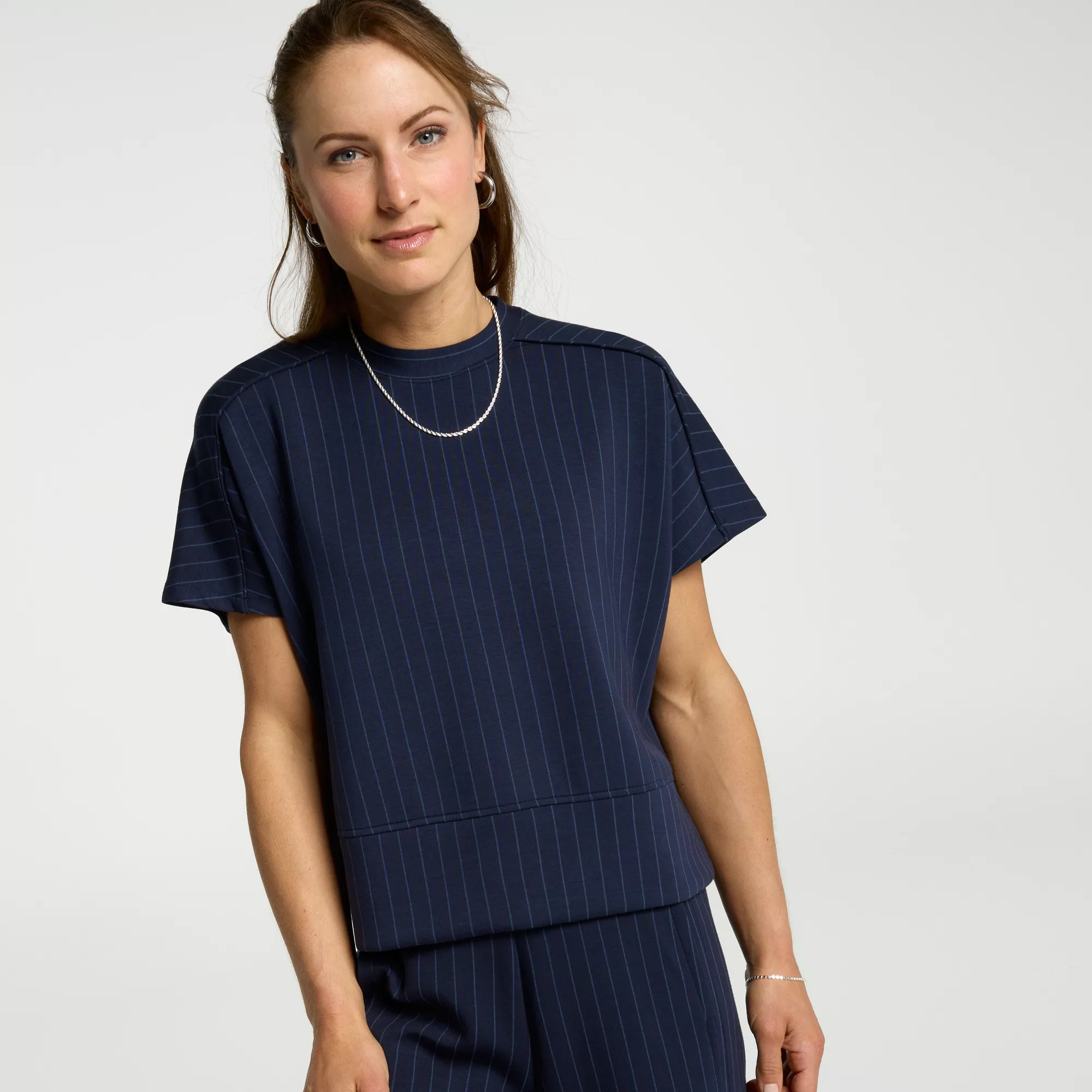 CALIA Women's Sandwash Short Sleeve Pullover, Medium, Darker Ardosia Pinstripe | DICK'S Sporting Goods