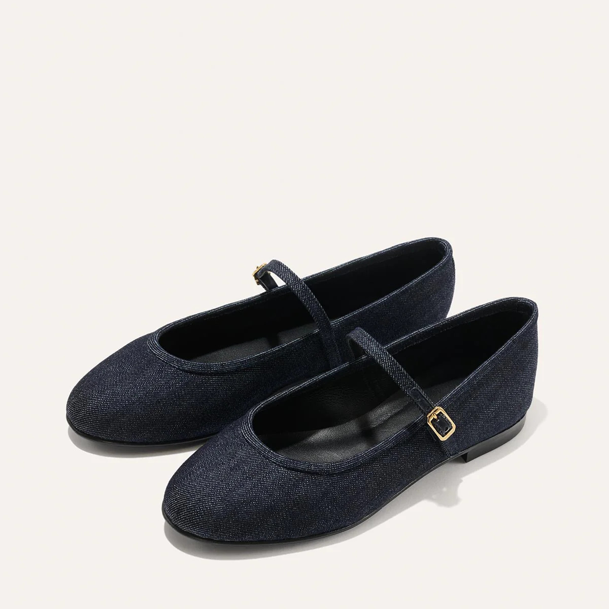 Mary Jane Flats in Indigo Denim With Rounded Toe | Margaux