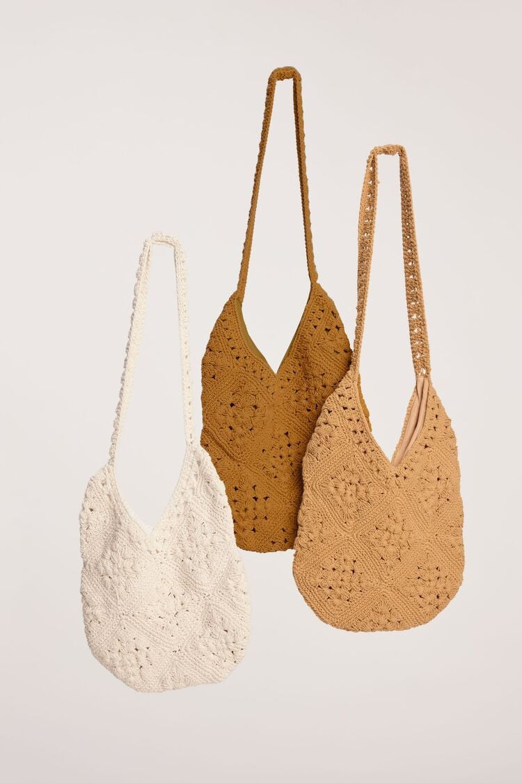 Women's Crochet Knit Tote Bag in Natural | Forever 21 (US)
