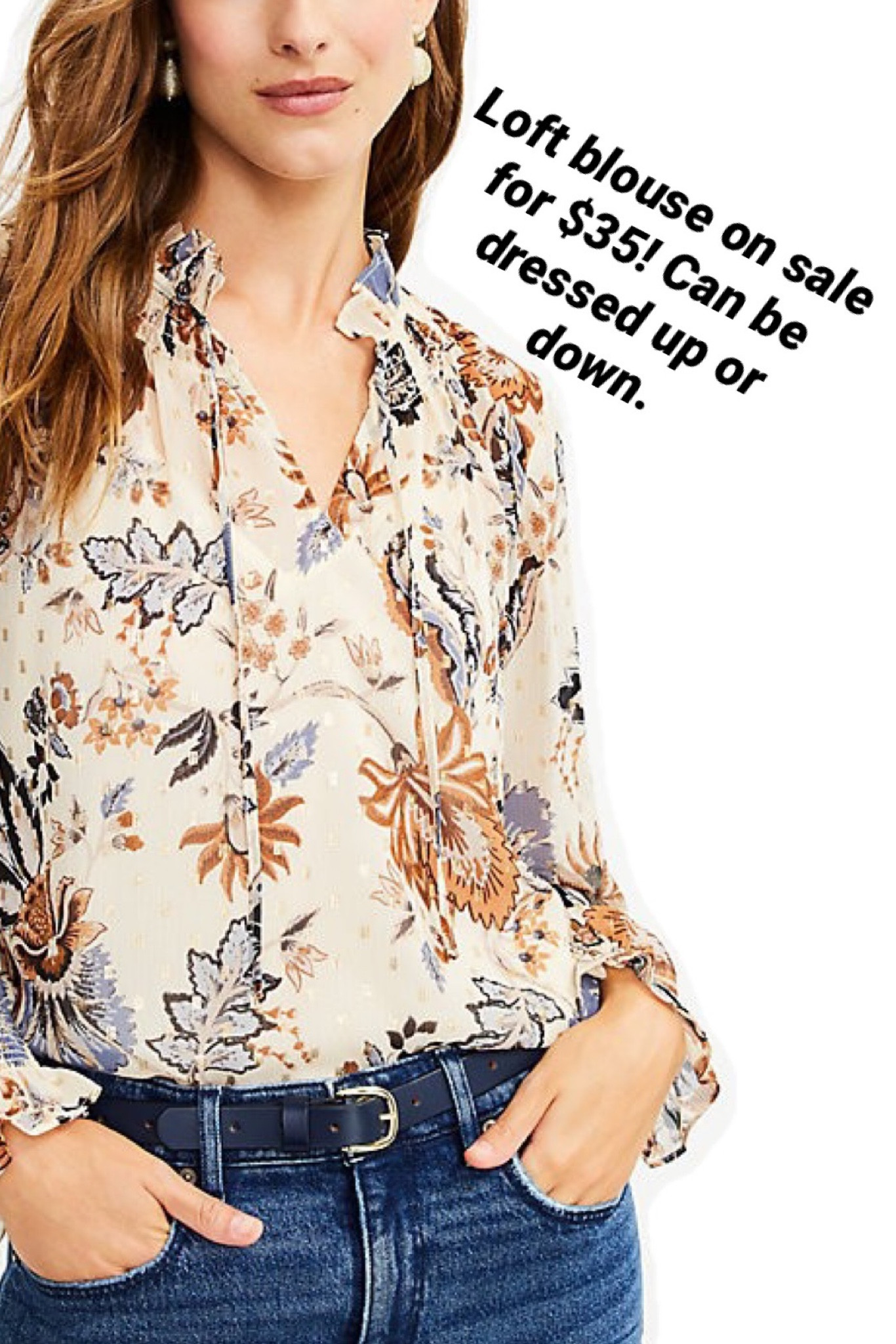 Super cute blouse on sale for $35. Can be work with jeans and booties or dressed up with black pants. 🦃🍁

#LTKunder50 #LTKsalealert