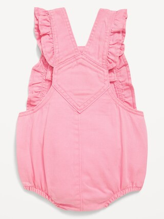 Ruffle-Trim Twill Pocket Shortalls for Baby | Old Navy (US)