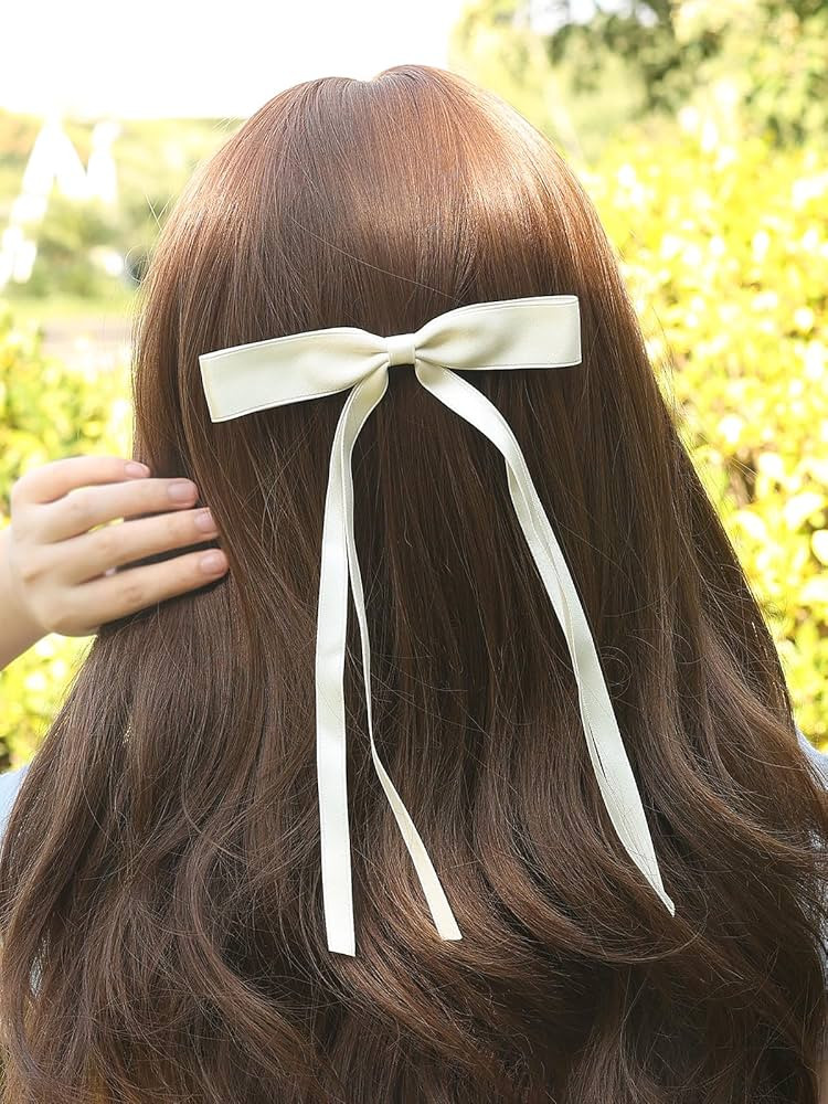 LFOUVRE Bow Hair Clips for Women, 8pcs Hair Bow Clips for Girls, Hair Ribbon Hair Bows with Long ... | Amazon (US)