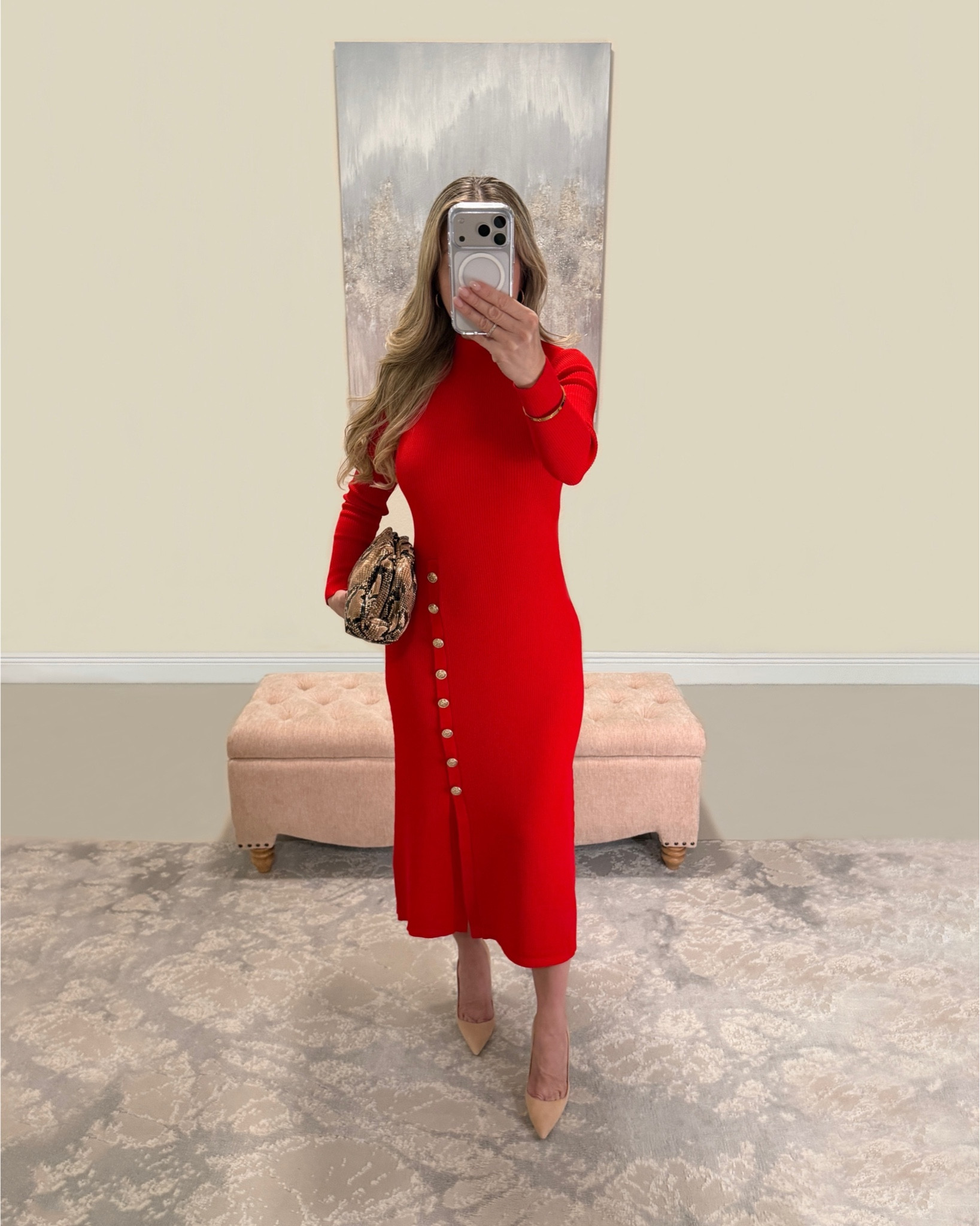 Holiday Fashion. Christmas outfit. Holiday Dress. Red dress. Christmas fashion. Midi dress. Knit dress. Ann Taylor dress. Manolo Blahnik shoes. I.N.C. bag 💫

#LTKootd #LTKOver40 #LTKHoliday