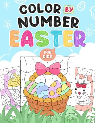 Easter: Color By Number Book for Kids Ages 4-8 with Cute Bunny, Basket Stuffers, Eggs, Spring Designs and More | Amazon (US)
