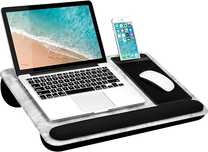 LapGear Home Office Pro Lap Desk with Wrist Rest, Mouse Pad, and Phone Holder -White Marble - Fits U | Amazon (US)