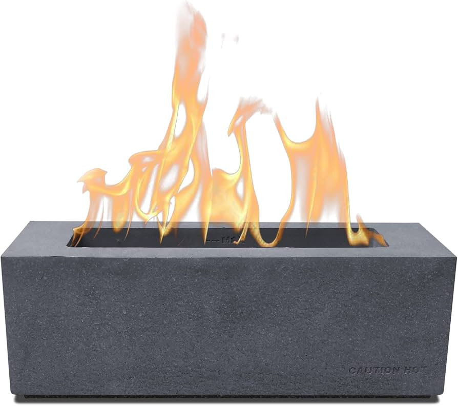 Kante 12" L Rectangle Tabletop Fire Pit, Concrete Table Top Fireplace, Portable Rubbing Alcohol F... | Amazon (US)