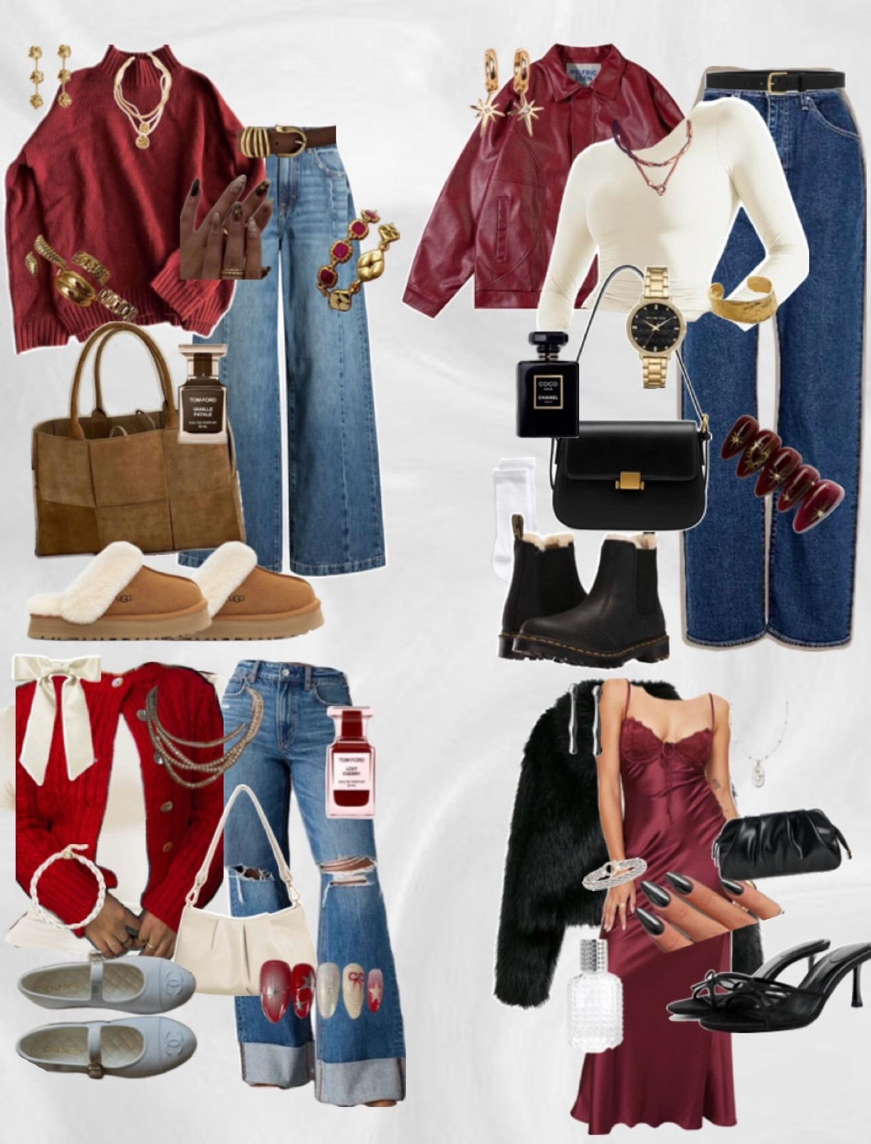 Red Fall Outfits Aesthetic Inspo | wine red fall aesthetic | red outfits | red autumn

#ltkitbag #ltkstyletip 

(Bummer I couldn’t tag anymore products bc there were too many! 😉I can only tag 30 now—yayyy)

Top left gold dangle earrings:
Bloomingdale’s | Maje Stone Accented Flower Cascade Drop Earrings (brass) | $125

Top left bag:  Bottega Veneta Suede Maxi Intrecciato Small Arco Tote
(Sold out) | it was $3,000+ so I kindly put a vegan leather dupe in the products for you👇🏼🫶🏻

Top right belt: 
Classic Buckle Leather Belt in Light Antique/Dark Brown |
direct link: https://losangelesapparel.net/products/rsalbt01-classic-buckle-leather-belt?variant=40263717978291
Shop Los Angeles Apparel

Bottom left pearl bracelet:
Nordstrom Rack | Demi Fine Imitation Pearl Bracelet | $17.97

Bottom right silver perfume bottle: 
(I didn’t realize it was just the bottle lol)
brand: Generic | Portable Perfume Bottle Aluminum Atomizer Fine Mist Empty Spray Bottle 30ml (Silver) | $7! 

#LTKHoliday #LTKShoeCrush #LTKSeasonal