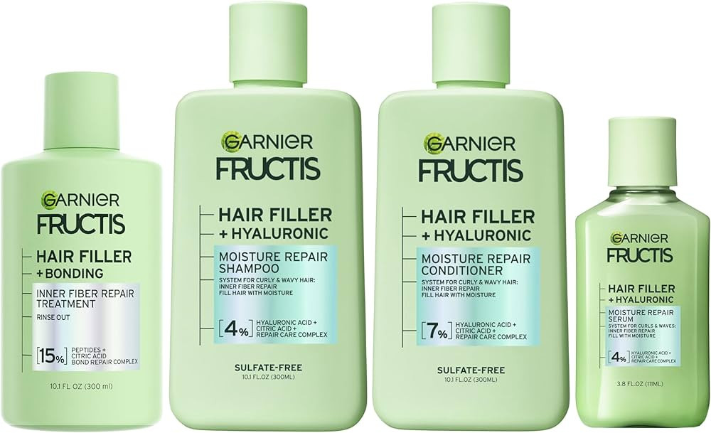 Garnier Fructis Hair Filler Bonding Pre-Shampoo + Moisture Repair Shampoo, Conditioner and Serum ... | Amazon (US)
