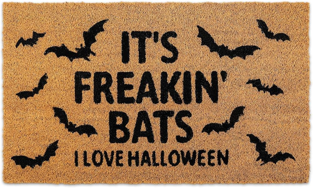 Halloween Coir Outdoor Doormat - Freakin Bats I Love Halloween Door Mat Non-Slip Floor Mats Entra... | Amazon (US)