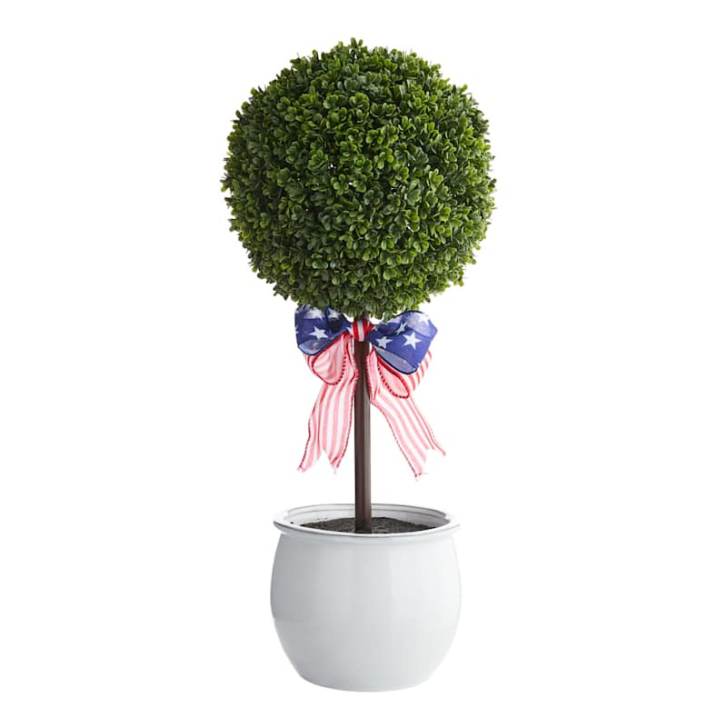 Boxwood Topiary with Bow, 28" | At Home