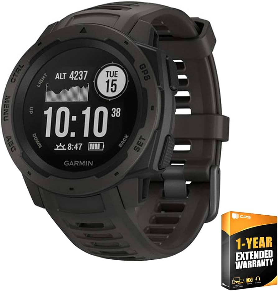 Garmin Instinct, Rugged Outdoor Watch with GPS, Features Glonass and Galileo, Heart Rate Monitori... | Amazon (US)