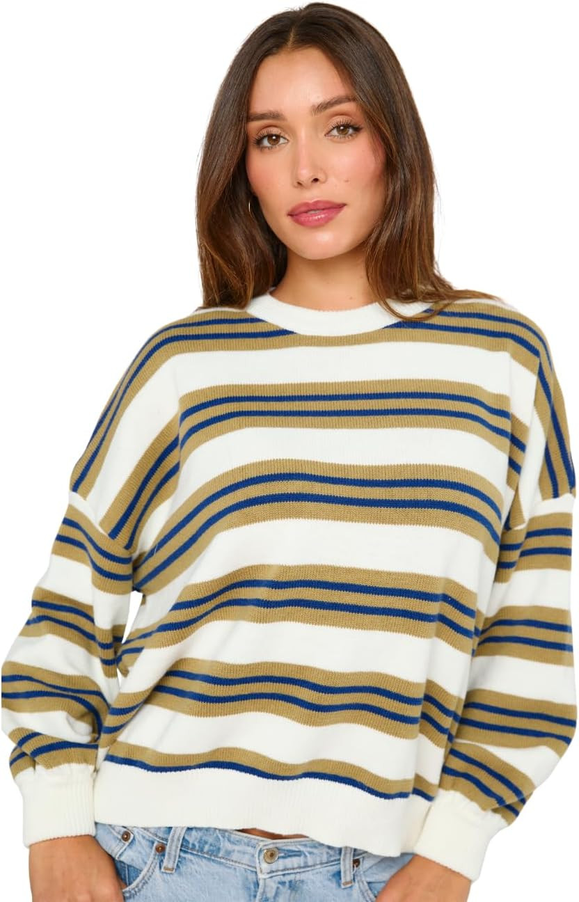 Almere Striped Oversized Crewneck Sweater for Women | Amazon (US)