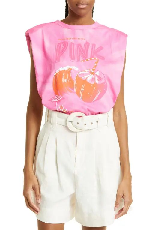 FARM Rio Pink Coconut Padded Organic Cotton Graphic Muscle T-Shirt at Nordstrom, Size Xx-Small | Nordstrom