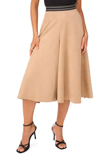 Halogen® Faux Suede Wide Leg Culottes in Nomad Camel at Nordstrom Rack, Size X-Large | Nordstrom Rack