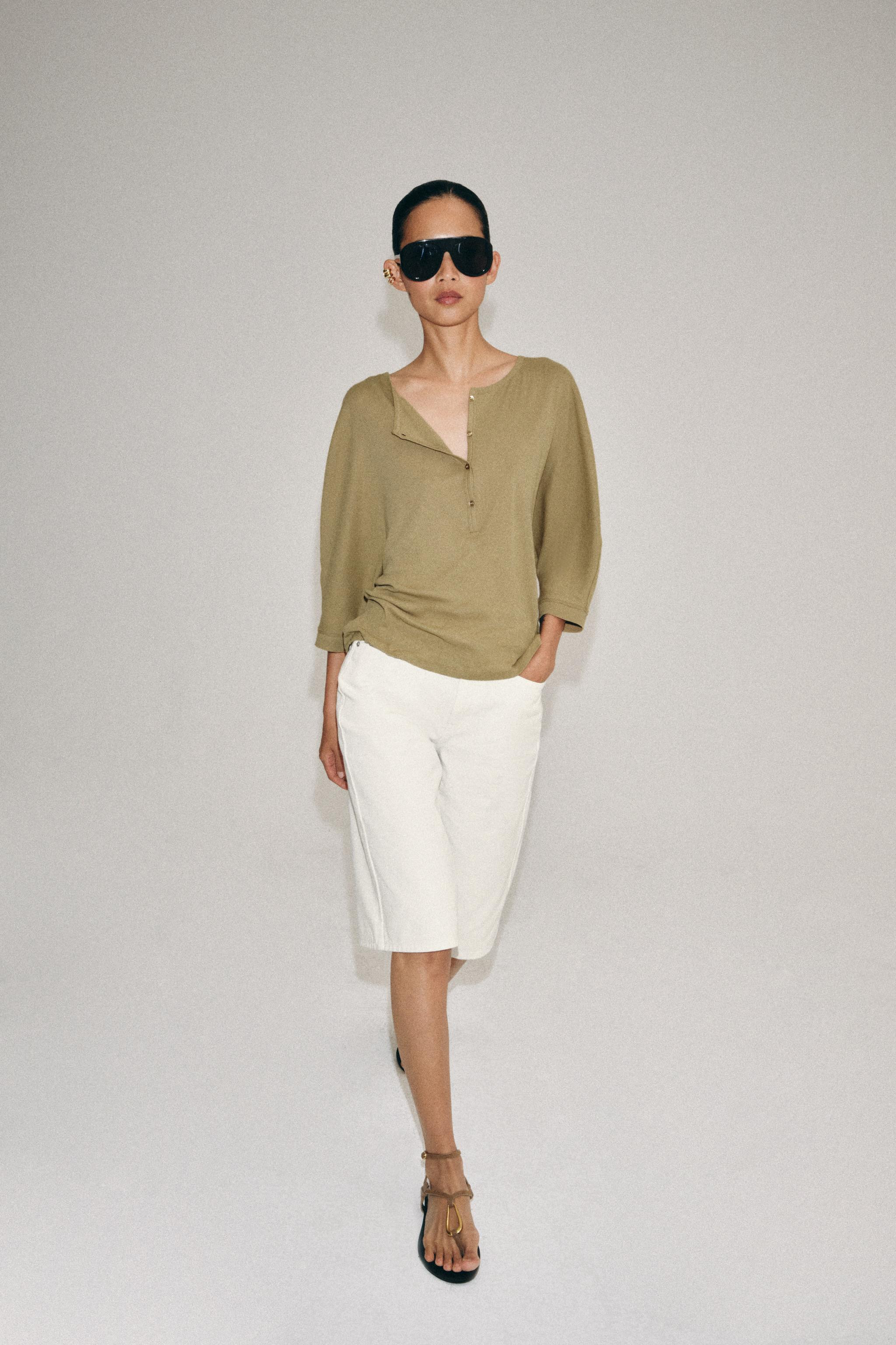 ZW COLLECTION MID-WAIST DENIM BERMUDA SHORTS | Zara UK