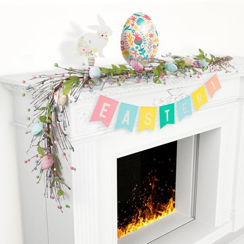 Easter Garland for Mantel, 6FT Lighted Eggs Spring Garland Gorgeous Table Centerpiece, Colorful Eggs & Berries Garlands for Easter Decorations. | Amazon (US)