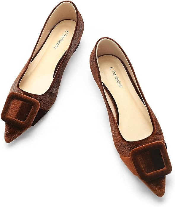 C.Paravano Velvet Flats | Women's Pointed Toe Shoes | Dressy Flats for Women | Designer Shoes | Amazon (US)