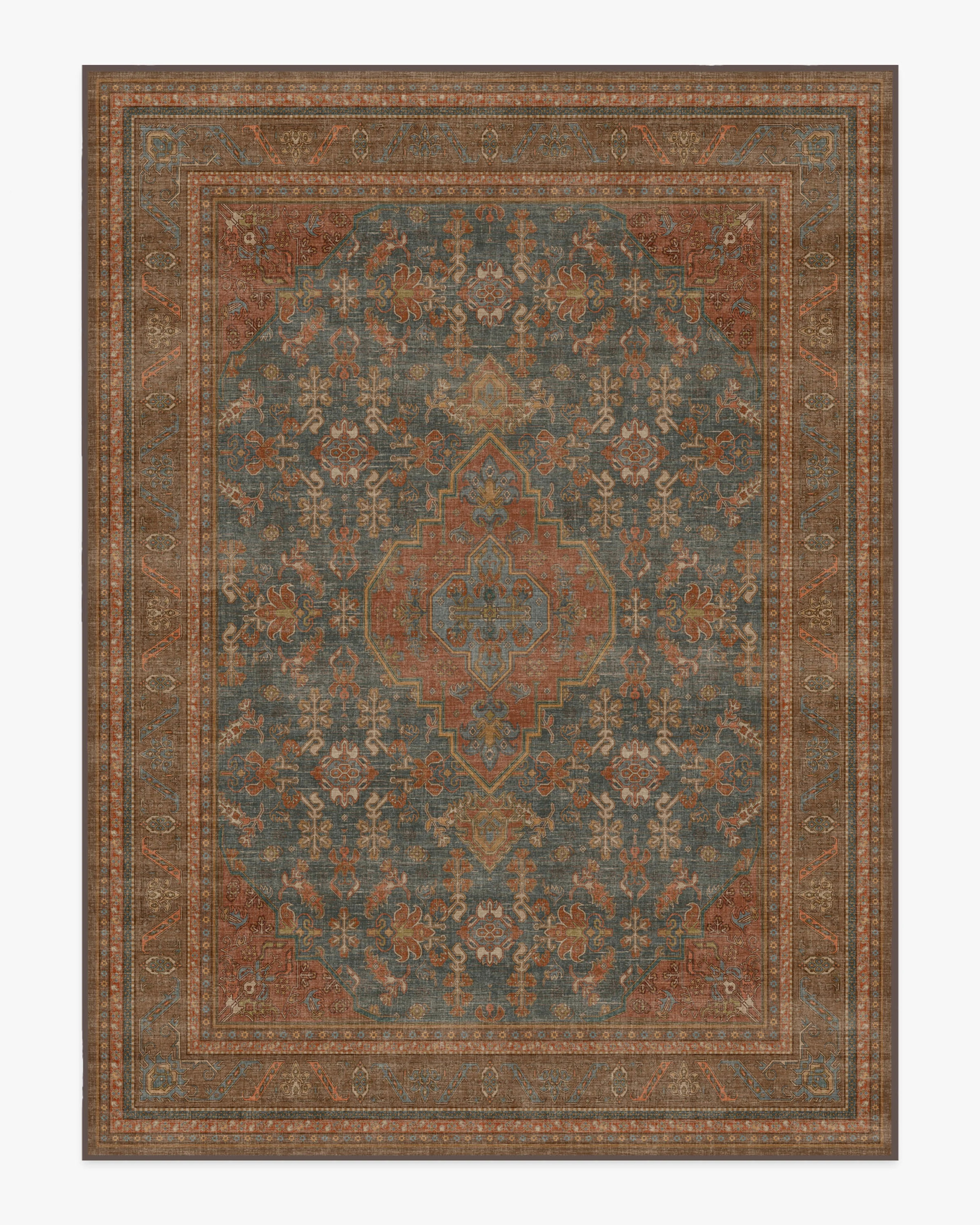 Rowan Teal Blue & Copper Tufted Rug | Ruggable