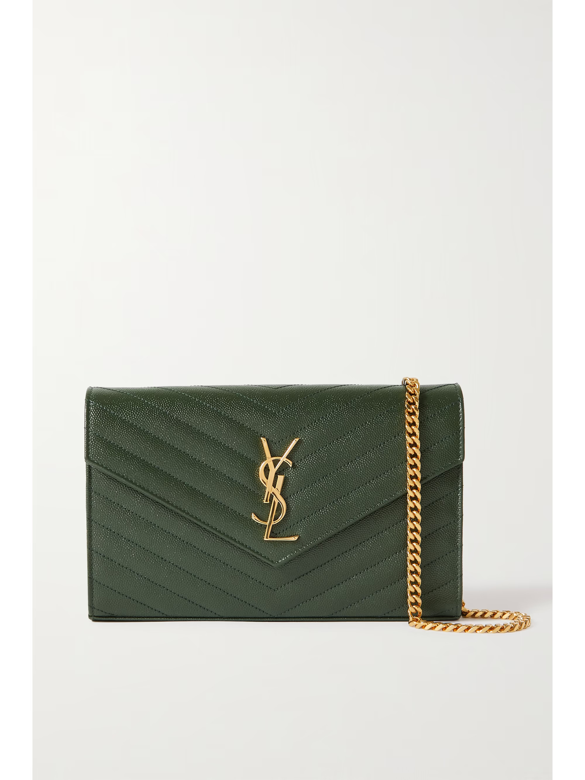 Green Monogramme mini quilted textured-leather shoulder bag | SAINT LAURENT | NET-A-PORTER | NET-A-PORTER (US)
