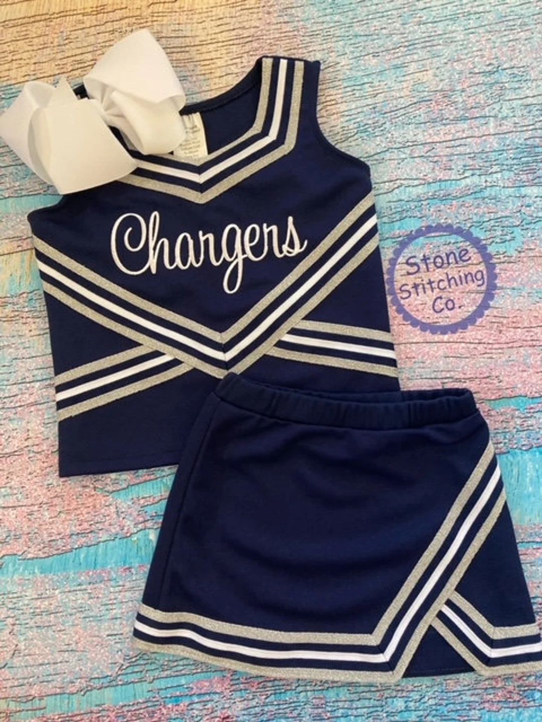 Navy Cheer Uniform Customized Cheerleading Uniform Girls - Etsy | Etsy (US)