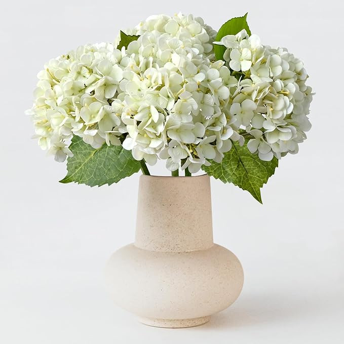 20 inches 4 Pcs Ivory White Real Touch Hydrangea Artificial Flowers Boho Lifelike Real Looking La... | Amazon (US)