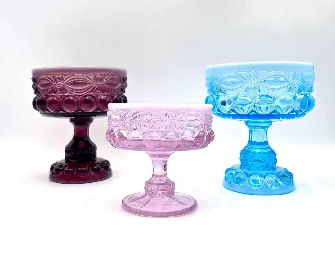 Mosser Glass Eye Winker Open Candy Dish, YOUR CHOICE of Colors, Purple, Pink or Blue Opal Comport... | Etsy (US)