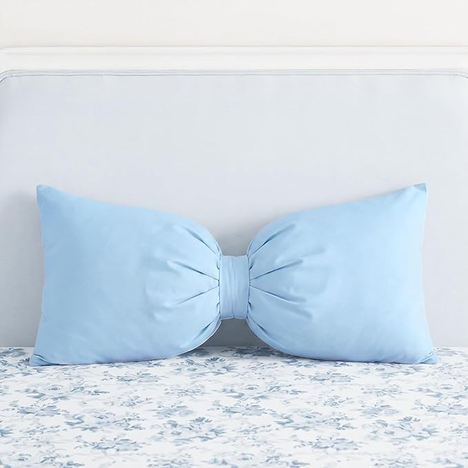Blue Long Bow Pillow 12 x 30 Inch 100% Cotton Oversized Pillow Coquette Big Bow Shaped Cushion Ae... | Amazon (US)