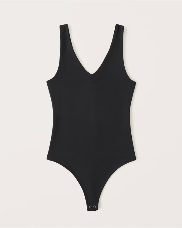 Faux Leather V-Neck Bodysuit | Abercrombie & Fitch (US)