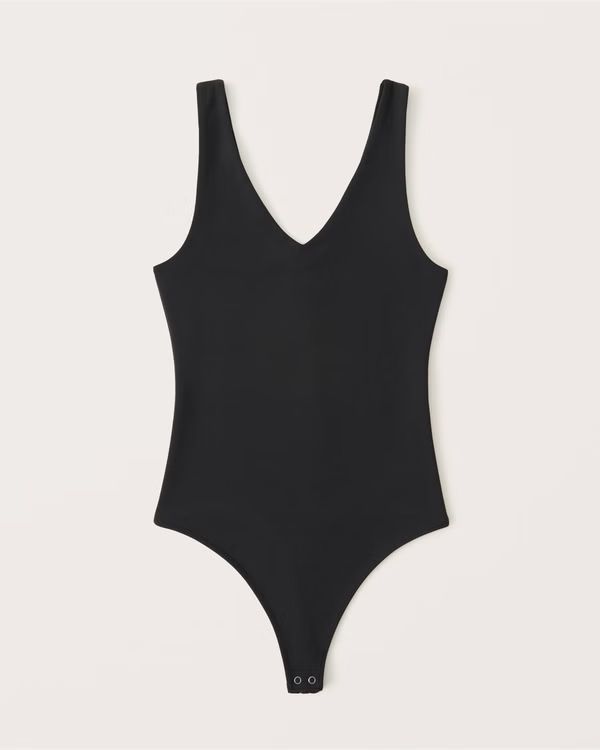 Faux Leather V-Neck Bodysuit | Abercrombie & Fitch (US)